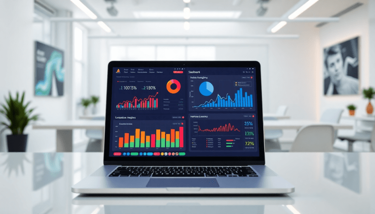 Modern marketing analytics dashboard displaying automated performance reports and insights for cross-channel analytics, ideal for agency reporting automation and evaluating Funnel.io alternatives.