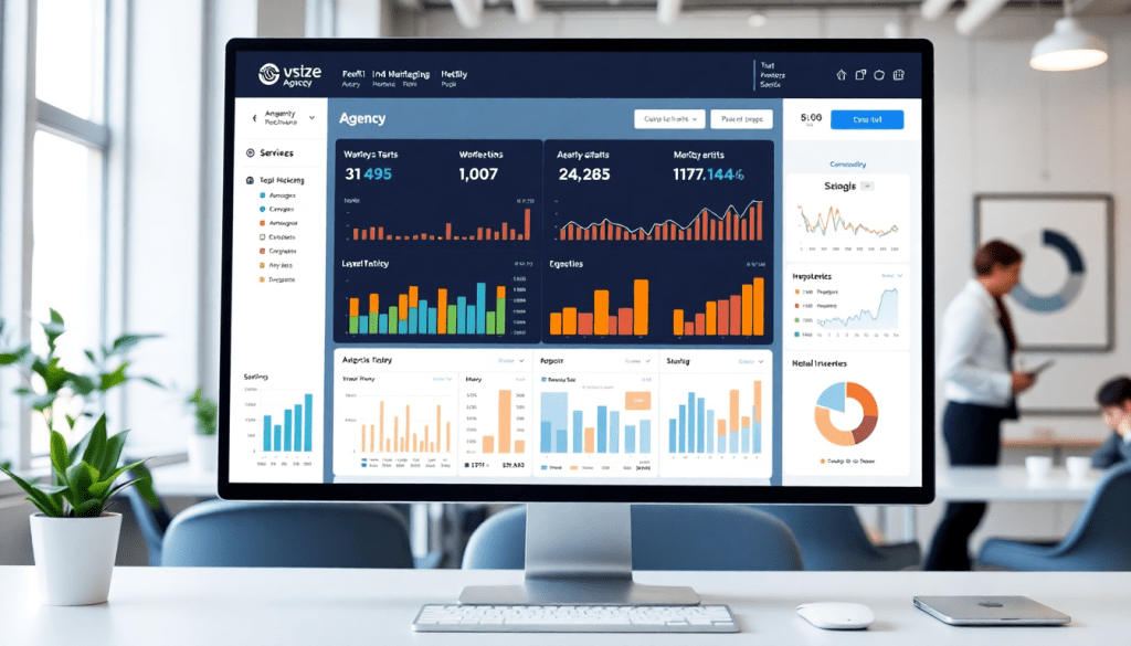 White-label marketing dashboard for agencies displaying customizable client dashboards and branded analytics software for automated data visualization and cross-channel agency reporting.