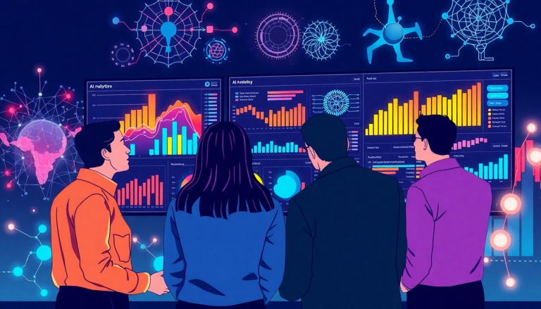 AI data visualization tool for marketing teams displaying automated dashboards, marketing analytics automation, and cross-channel performance tracking with insights for client analytics and ROI tracking.