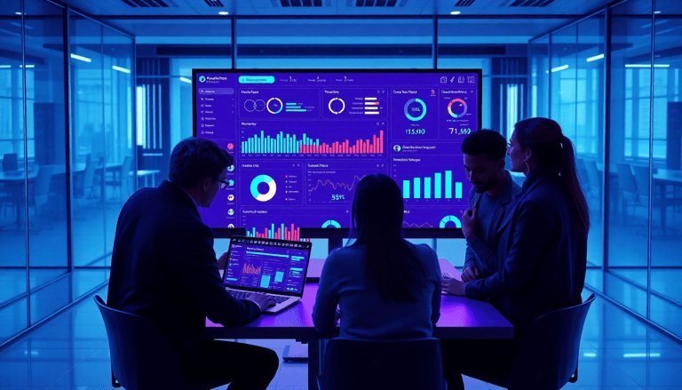 Automated KPI reporting dashboard with marketing data visualization, featuring cross-channel performance tracking and AI reporting assistant for campaign performance insights.