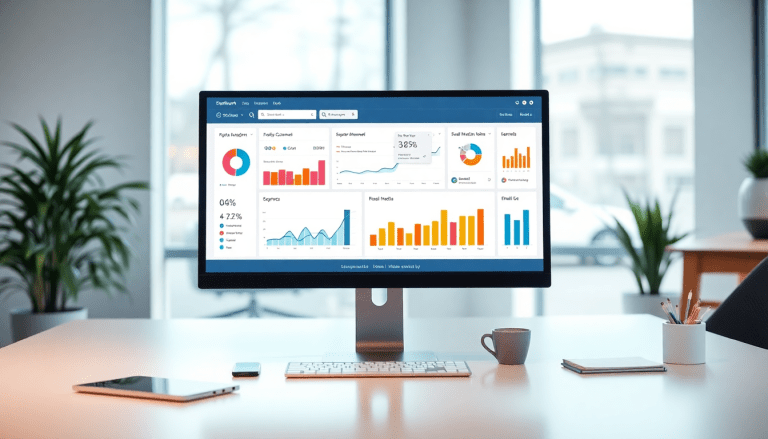 Digital marketing KPI dashboard showcasing marketing metrics visualization and performance tracking with campaign KPI monitoring and cross-channel analytics for ROI tracking and digital campaign reporting, featuring marketing data insights and interactive performance metrics.
