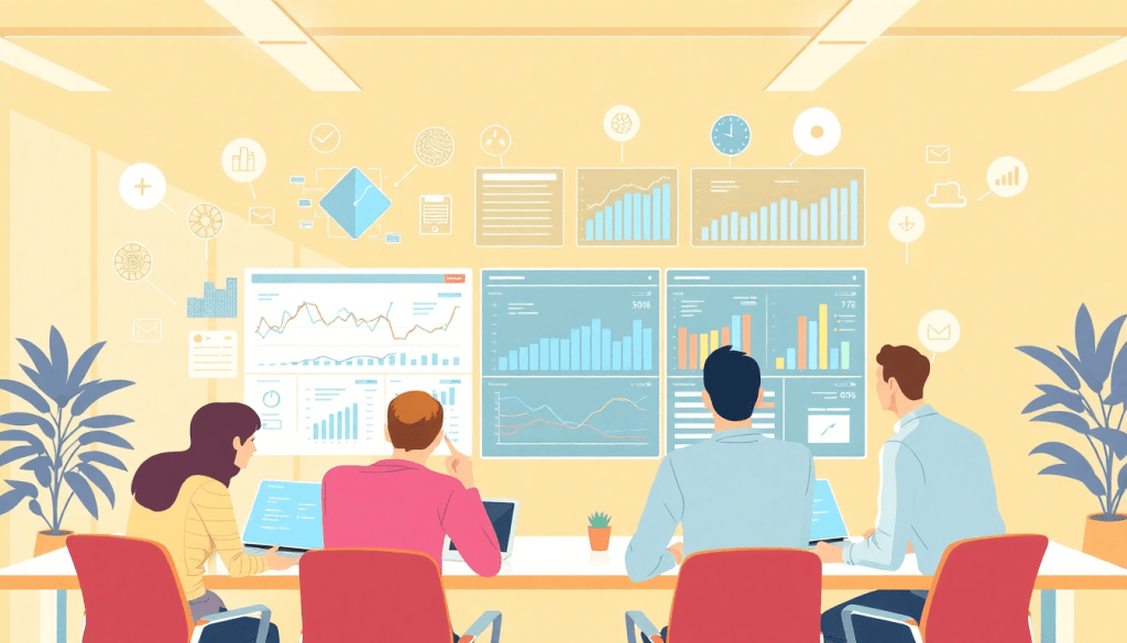 "Team analyzing automated marketing reports on client dashboard platform featuring cross-channel reporting tools and white-label analytics software, showcasing a NinjaCat alternative and Supermetrics alternative for agencies."