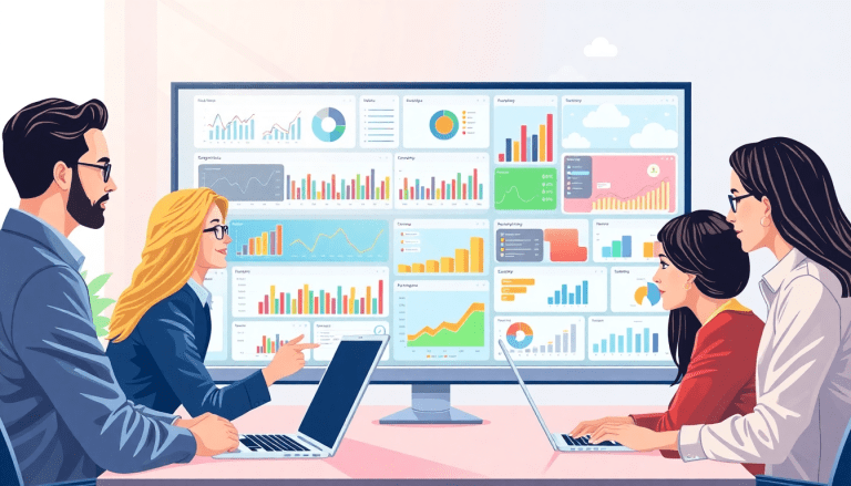 Team collaborating on cross-channel reporting tool with client dashboard platform for automated marketing reports, showcasing a white-label analytics software as a NinjaCat alternative.
