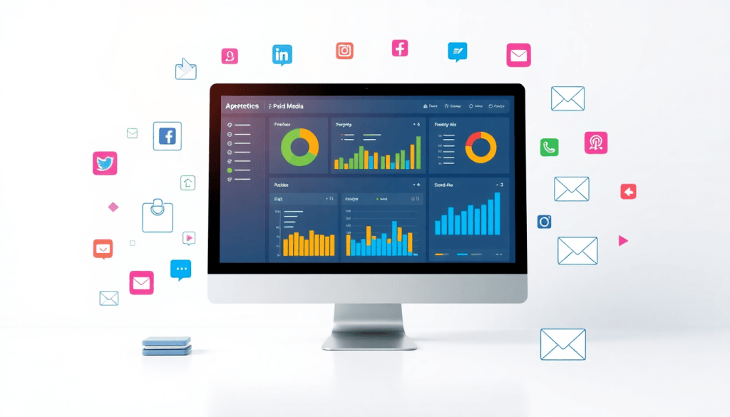 Performance marketing reporting software with automated campaign reporting, performance analytics tool, ad spend optimization dashboard, ROAS tracking platform, and digital advertising insights on a computer screen.