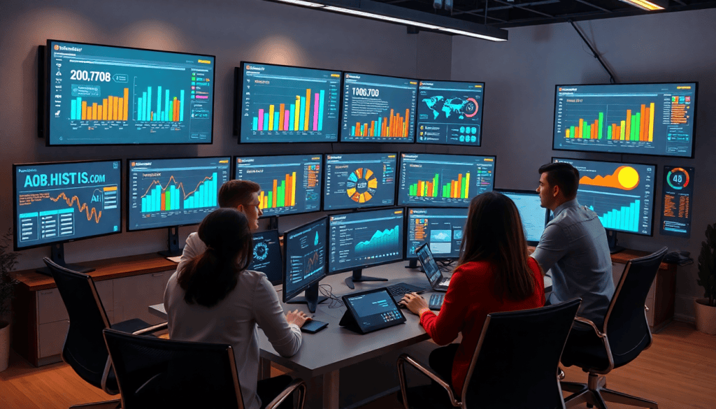 Team analyzing data on a marketing dashboard automation setup featuring AI-powered dashboard creation, real-time marketing analytics, multi-channel data aggregation, and report scheduling automation with TapClicks marketing dashboard software.