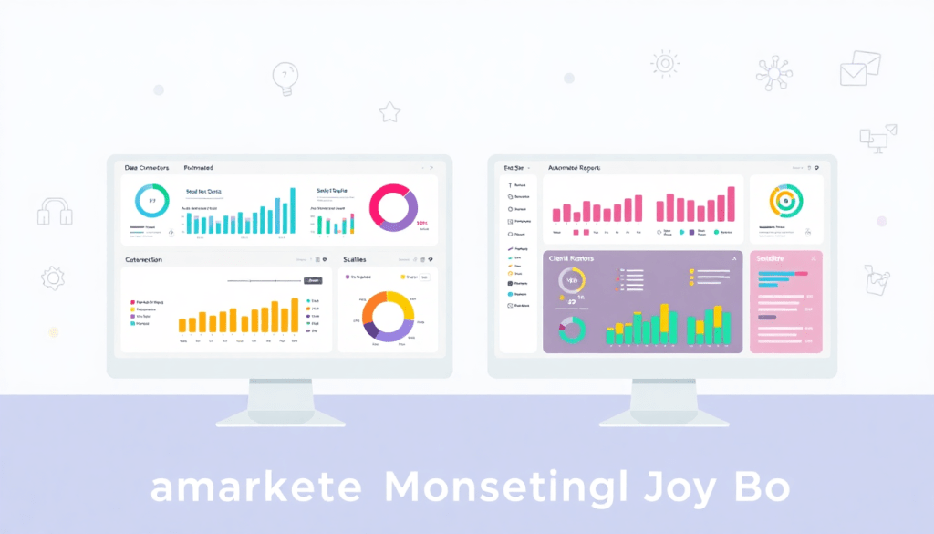Marketing analytics dashboard featuring automated performance reports and agency reporting automation for cross-channel analytics, showcasing digital marketing data visualization and performance marketing KPIs as a Funnel.io alternative.