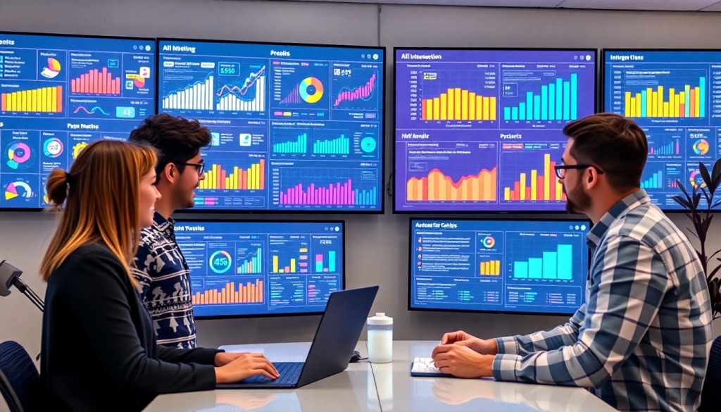 AI data visualization tool for marketing teams displayed on multiple screens showcasing marketing analytics automation, AI reporting assistant, automated dashboard creation, cross-channel performance tracking, client analytics automation, ROI tracking dashboard, part of the TapClicks AI platform.