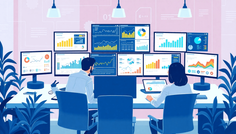 Two professionals analyzing data on multiple screens showcasing automated marketing reports, cross-channel reporting, and client dashboard platforms, an ideal NinjaCat alternative and Supermetrics competitor for agencies seeking agency reporting automation, white-label analytics, and campaign performance tracking.