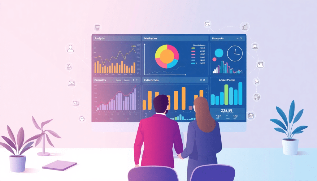 "Digital marketing analytics dashboard with graphs for agency reporting automation and cross-channel insights, illustrating Funnel.io alternative features and client performance analytics."