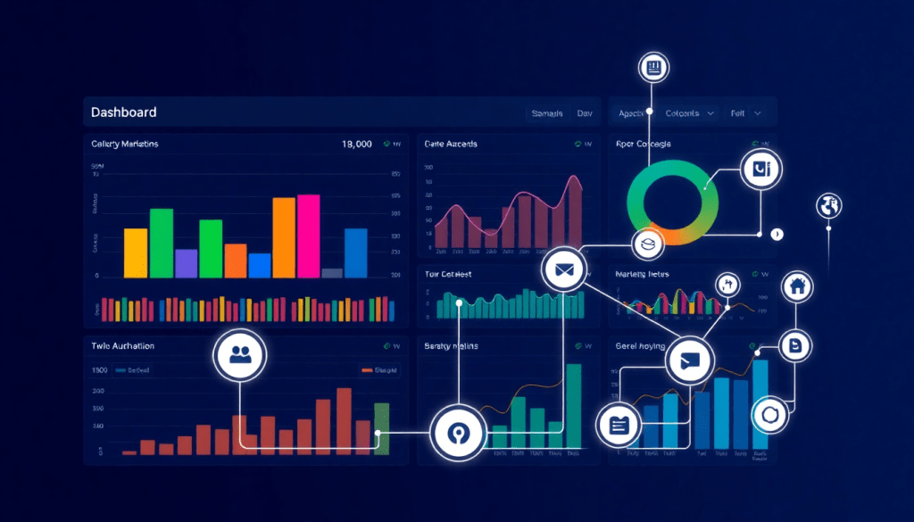 Marketing dashboard automation with cross-channel analytics, digital marketing data visualization, automated performance reports, and agency reporting automation.