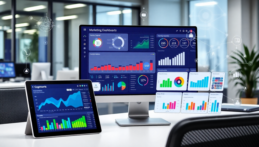 AI-powered marketing dashboard automation showcasing real-time analytics, automated reporting workflows, and cross-platform data aggregation using TapClicks marketing software.