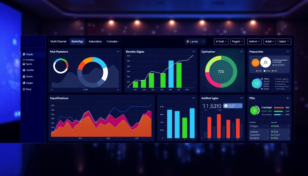 Performance marketing reporting software dashboard displaying automated campaign reporting, performance analytics tool, ad spend optimization, ROAS tracking, conversion rate analytics, and digital advertising insights across multiple channels.