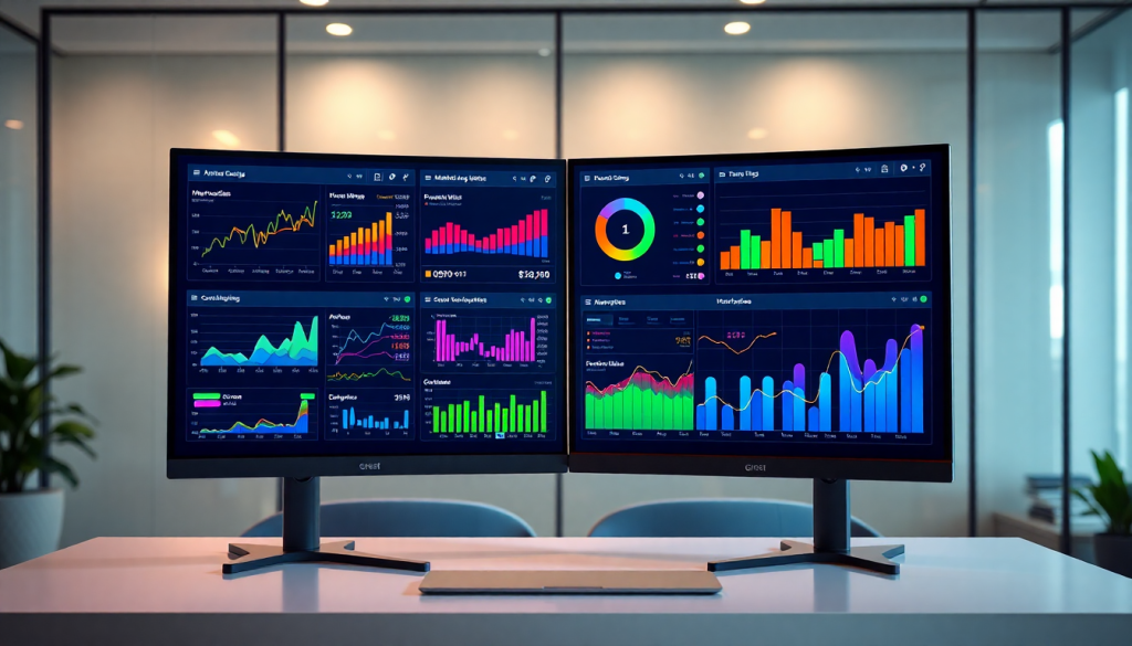 Digital marketing analytics dashboard displaying automated performance reports and cross-channel insights for reporting automation and performance marketing KPIs, ideal for agency client dashboards.