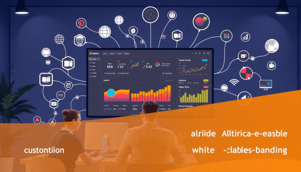 Dashboard comparing NinjaCat alternatives with colorful analytics and charts, highlighting best competitors and features like cross-channel reporting, client dashboard platform, and white-label analytics for agency reporting automation.