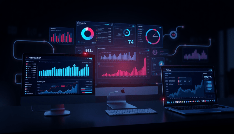 Automated KPI reporting dashboard for marketing analytics automation showcasing cross-channel performance tracking, client analytics automation, marketing data visualization, ROI tracking, and AI reporting assistant features on TapClicks AI platform.