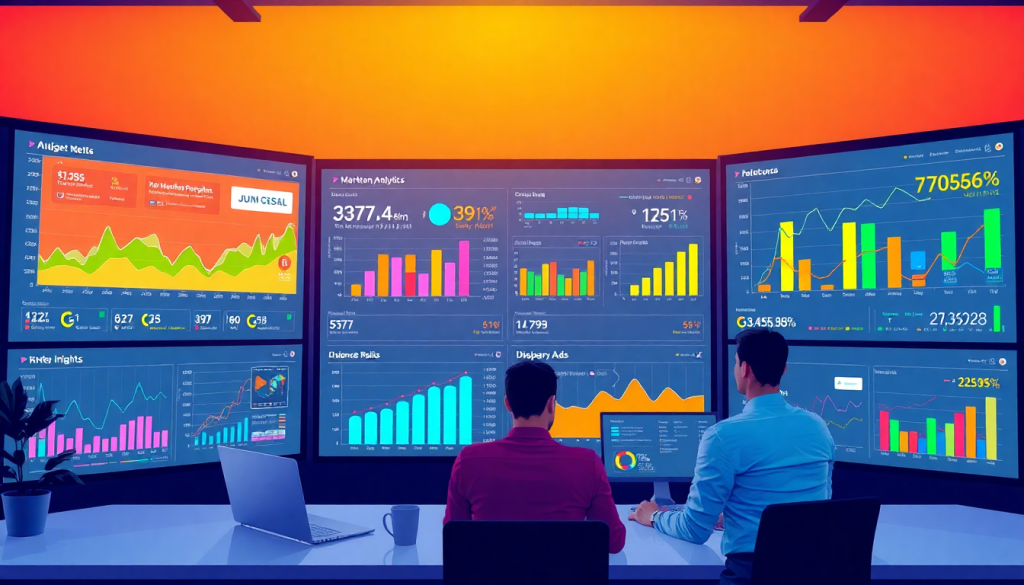 Multi-channel analytics dashboard displaying cross-channel marketing analytics, performance tracking, and marketing data aggregation.