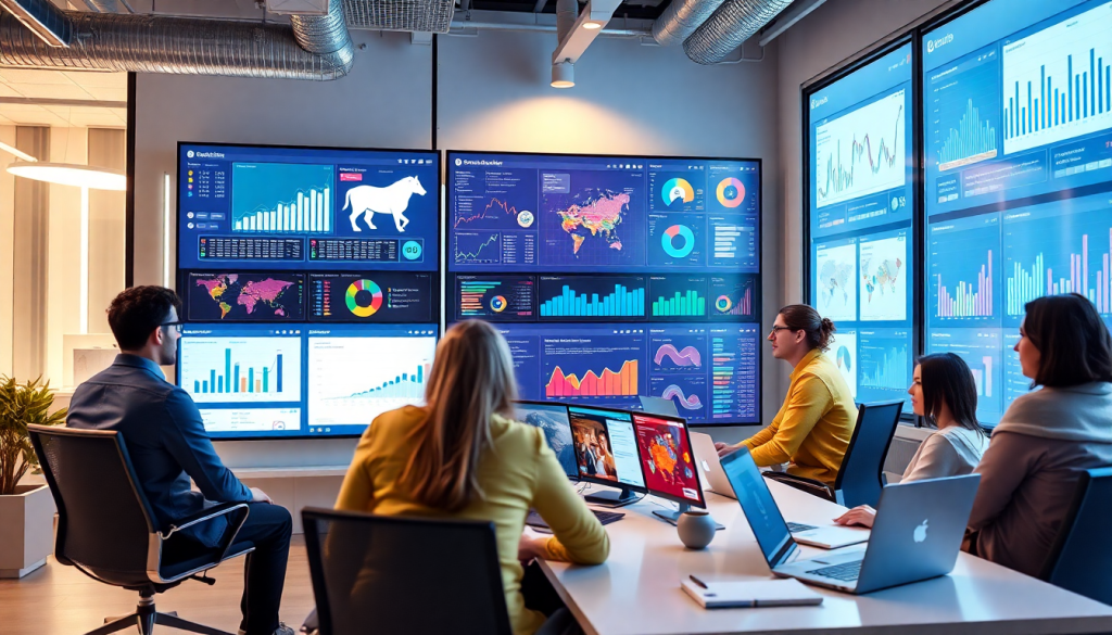 Marketing dashboard automation with analytics displays, automated performance reports, agency reporting automation, and client dashboard insights featuring cross-channel analytics and digital marketing data visualization.