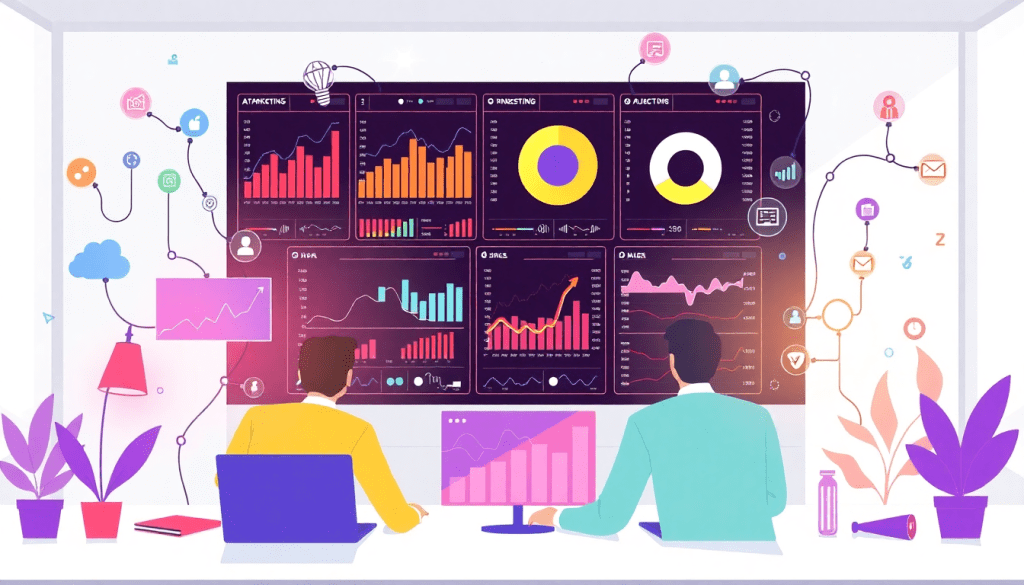 AI data visualization tool for marketing teams showcasing marketing analytics automation, AI reporting assistant, automated dashboard creation, cross-channel performance tracking, client analytics automation, and ROI tracking dashboard with TapClicks AI platform for marketing intelligence and campaign performance insights.