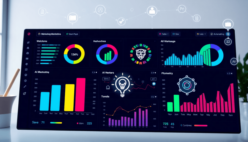 AI-powered marketing dashboard displaying automated reporting workflows, real-time marketing analytics, and multi-channel data aggregation for campaign performance tracking with TapClicks marketing automation software.