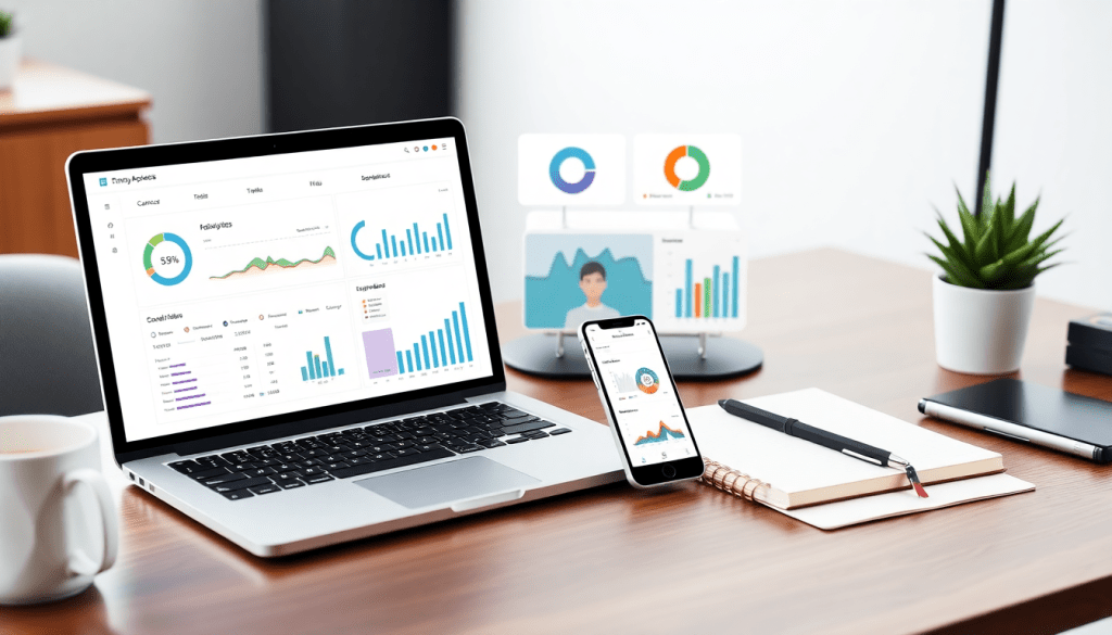 White-label marketing dashboard for agencies displayed on laptop and smartphone, showcasing customizable client dashboards, branded analytics software, and automated data visualization for agencies.