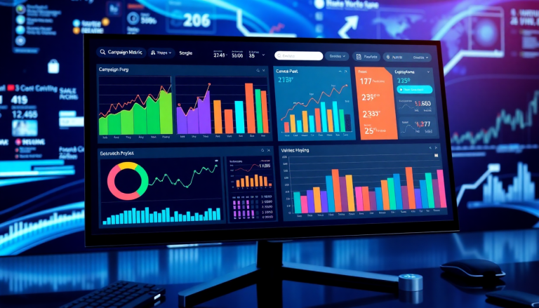 Performance marketing reporting software displaying automated campaign reporting, performance analytics tool, ad spend optimization dashboard, and ROAS tracking platform on a screen.