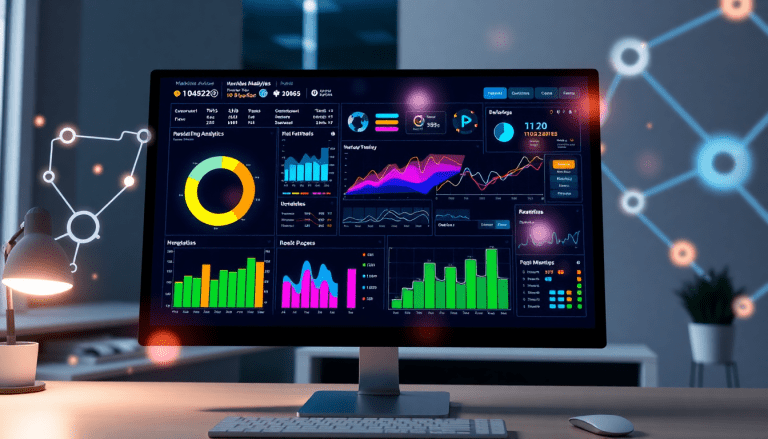 AI-powered marketing dashboard on a computer screen displaying real-time analytics and multi-channel data aggregation with TapClicks marketing dashboard features.