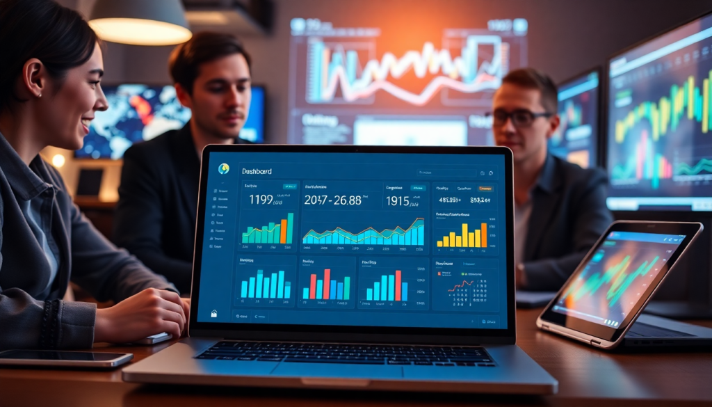 Team analyzing cross-channel reporting tool on a laptop, showcasing an alternative to NinjaCat and Supermetrics for agency reporting automation and automated marketing reports.