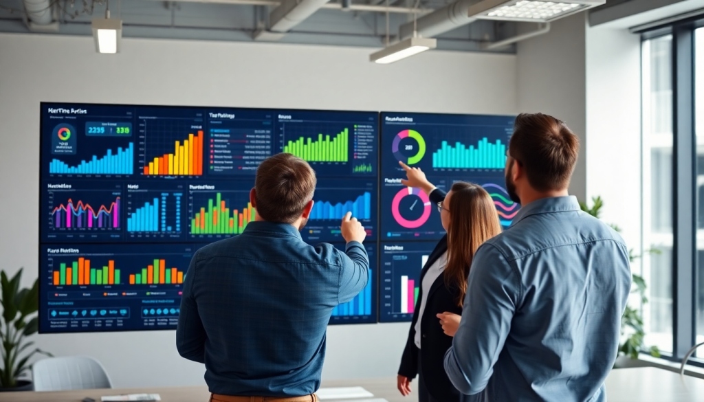 Automated KPI reporting dashboard with real-time performance analytics, featuring marketing insights and AI-driven metrics visualization.