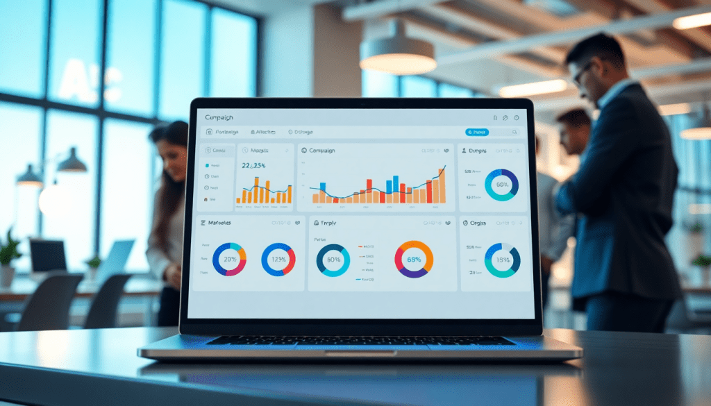 Automated KPI reporting dashboard displaying cross-channel performance metrics and marketing data visualization, powered by TapClicks AI platform for enhanced marketing intelligence automation and campaign performance insights.