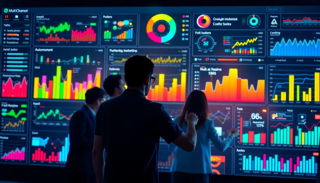 AI data visualization tool for marketing teams displaying automated dashboards for cross-channel performance tracking and client analytics automation.