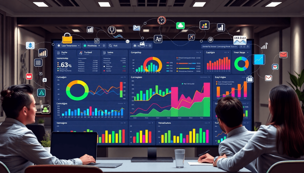 AI data visualization tool for marketing teams displaying marketing analytics automation, automated dashboard creation, cross-channel performance tracking, client analytics automation, and ROI tracking dashboards on a TapClicks AI platform.