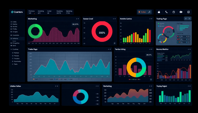 Multi-channel analytics dashboard showcasing cross-channel marketing analytics, performance tracking, marketing data aggregation, and unified reporting with campaign performance visualization and ROI insights.