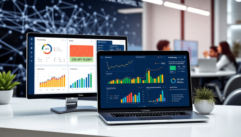 Digital marketing analytics dashboard showcasing automated performance reports and cross-channel analytics, featuring agency reporting automation and client dashboard insights, similar to Funnel.io and Tapclicks reporting platform with performance marketing KPIs.