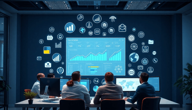 Team analyzing data on a large digital dashboard in an office, exploring NinjaCat alternatives and best competitors for automated marketing reports and agency reporting automation.