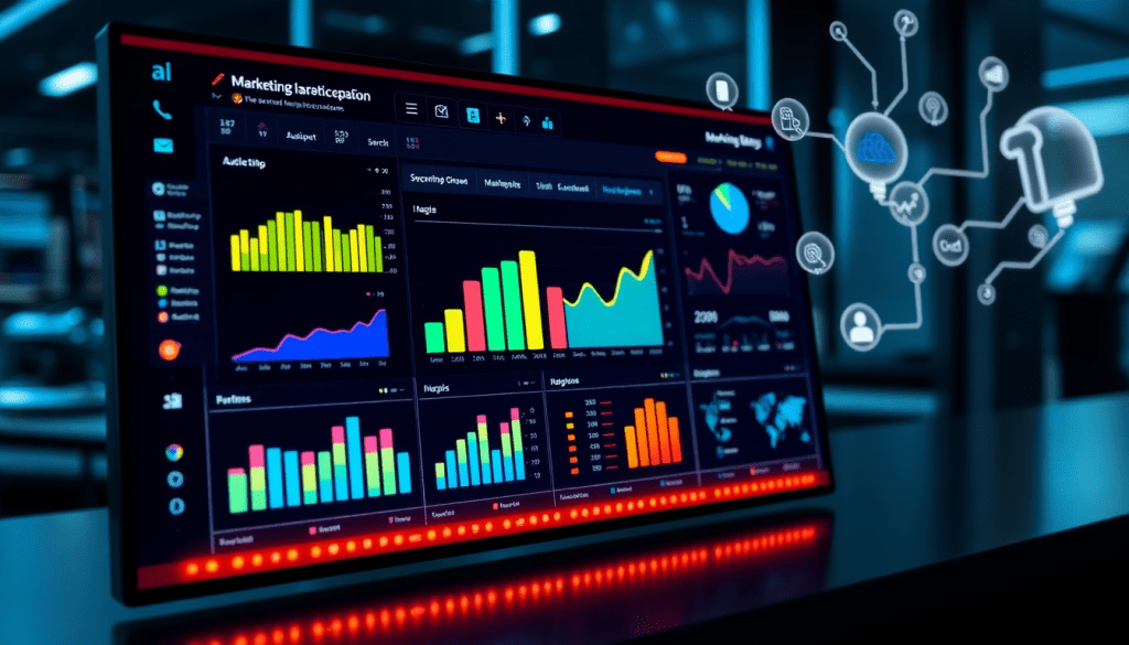 Automated KPI reporting dashboard displaying marketing analytics automation with AI reporting assistant, cross-channel performance tracking, and ROI insights on TapClicks AI platform.