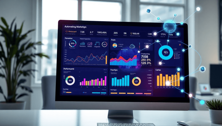 Automated KPI reporting dashboard showcasing marketing analytics automation, AI reporting assistant features, and cross-channel performance tracking for client analytics automation and ROI visualization.