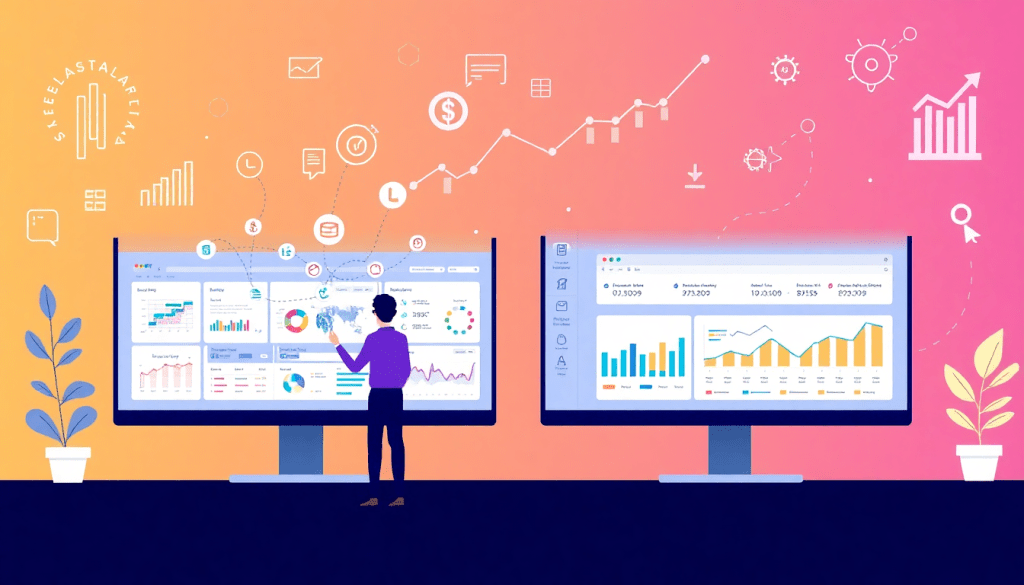 Dashboard interface showcasing a NinjaCat alternative for agencies, highlighting automated marketing reports, client dashboard platform, and cross-channel reporting tool for campaign performance tracking.