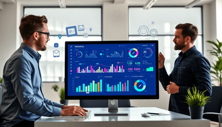 Digital marketing KPI dashboard showcasing marketing metrics visualization and performance tracking for campaign KPI monitoring, featuring cross-channel analytics and ROI tracking for marketers.