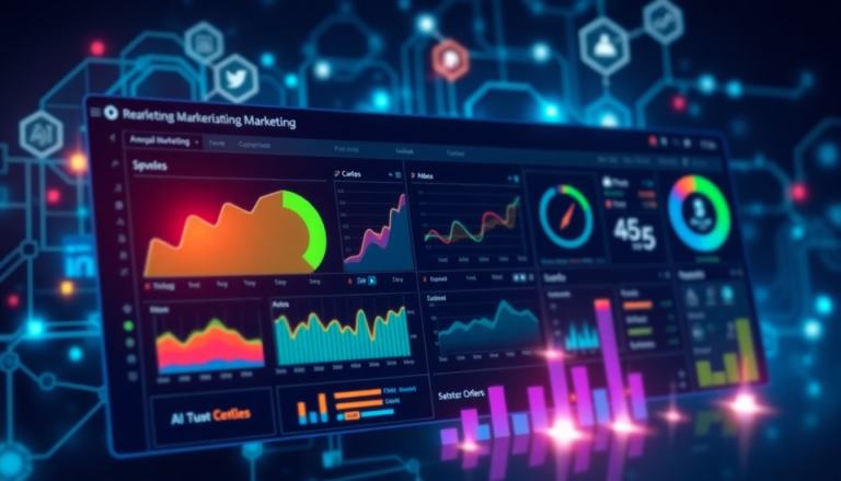 AI-powered marketing dashboard showcasing automated reporting workflows, real-time marketing analytics, and multi-channel data aggregation.