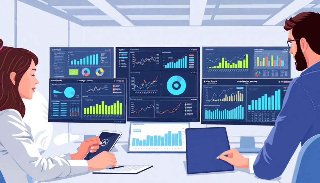 Team analyzing data on a client dashboard platform, featuring automated marketing reports and cross-channel reporting tools, an ideal NinjaCat alternative for reporting software in agencies.