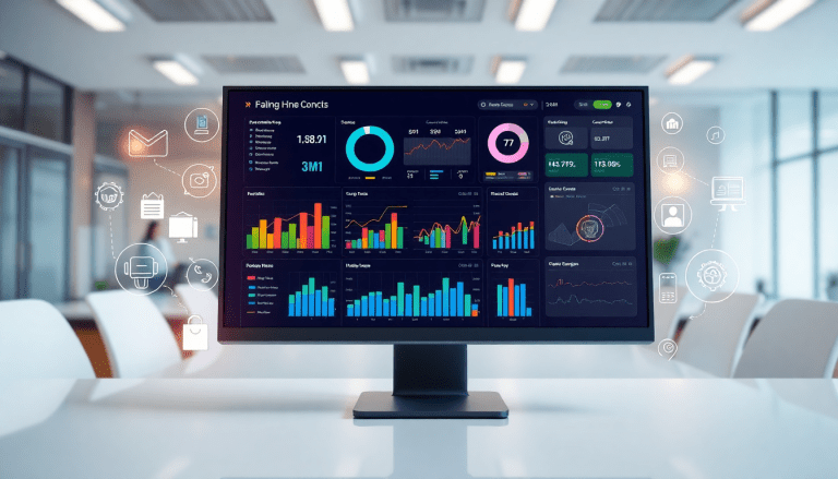 Automated KPI reporting dashboard displaying marketing metrics, real-time performance charts, and AI analytics, featuring a comprehensive digital campaign KPI tracking tool.