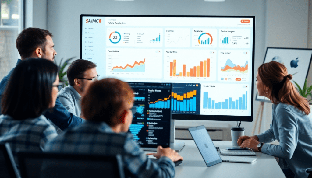 White-label marketing dashboard for agencies displayed on a screen, showcasing customizable client dashboards and automated data visualization for agencies.