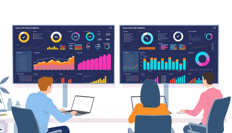 People analyzing marketing analytics dashboard featuring automated performance reports and client dashboard insights for cross-channel analytics and agency reporting automation, highlighting digital marketing data visualization and performance marketing KPIs on the Tapclicks reporting platform and Funnel.io comparison.