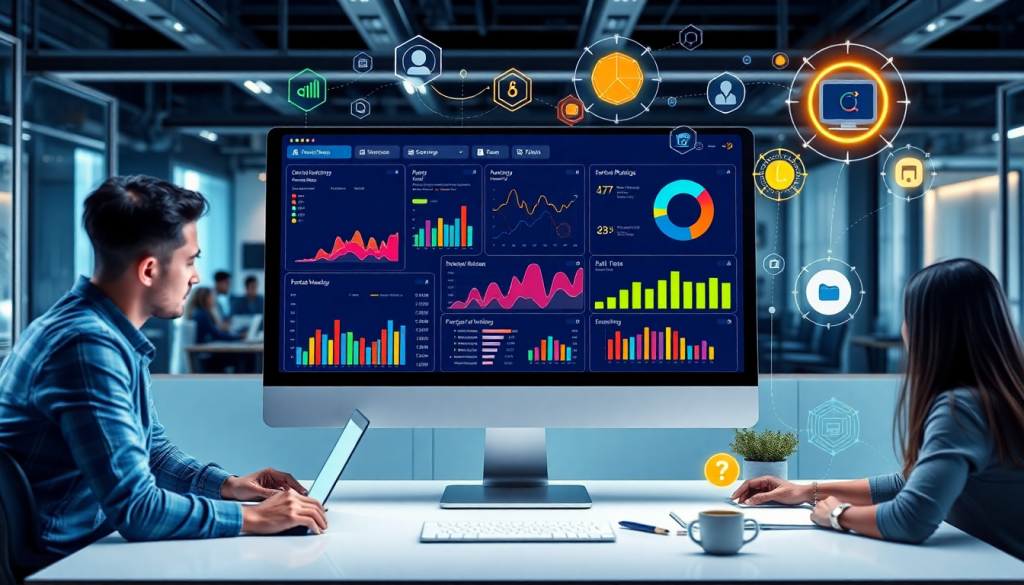 Digital marketing KPI dashboard displaying marketing metrics visualization for performance tracking, campaign KPI monitoring, and cross-channel analytics with automated reports and ROI tracking for marketers.