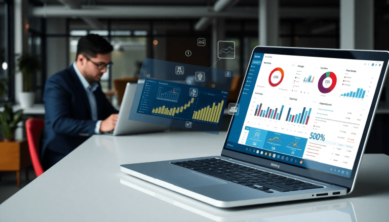 Laptop displaying automated marketing reports and analytics software, ideal NinjaCat alternative for agencies seeking comprehensive reporting software, client dashboard platforms, and cross-channel reporting tools.