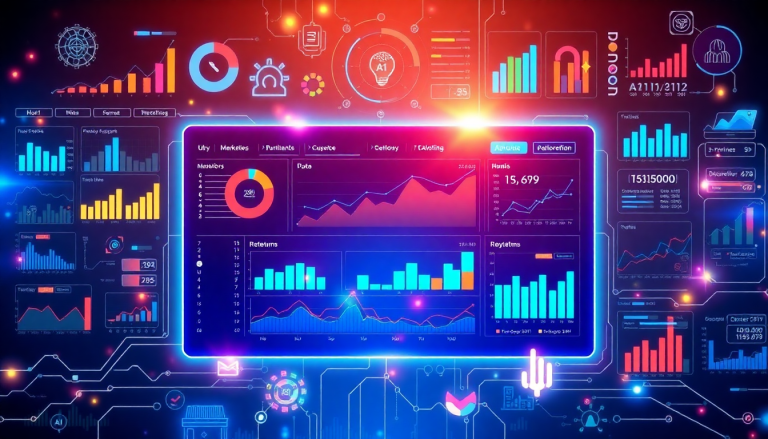 AI-powered marketing dashboard automation displaying real-time marketing analytics, multi-channel data aggregation, and campaign performance visualizations in TapClicks software.