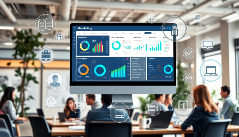 Automated KPI reporting dashboard for marketing analytics automation showing AI reporting assistant features, automated dashboard creation, cross-channel performance tracking, client analytics automation, marketing data visualization, ROI tracking, using TapClicks AI platform for marketing intelligence automation and campaign performance insights.