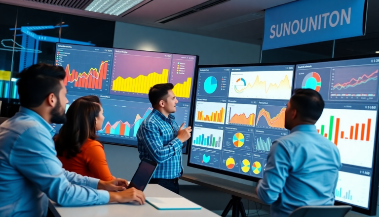 Team analyzing data on multiple screens, showcasing features of automated marketing reports, agency reporting automation, and cross-channel reporting tools as a NinjaCat alternative and TapClicks competitor.