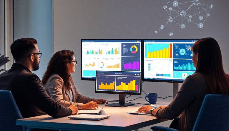 Marketing team using AI data visualization tool for marketing analytics automation and campaign performance insights with automated dashboard creation on the TapClicks AI platform.