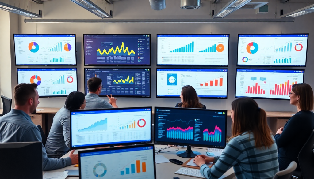 A team analyzing data on a digital marketing analytics dashboard featuring automated performance reports and cross-channel insights, ideal for agency reporting automation, client dashboard insights, and performance marketing KPIs comparison between Supermetrics alternative and TapClicks reporting platform.